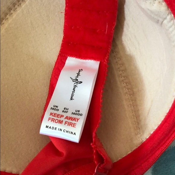Simply Yours Red Bra 36DD lace detail NWOT - Picture 3 of 3